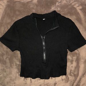Black crop top with zipper